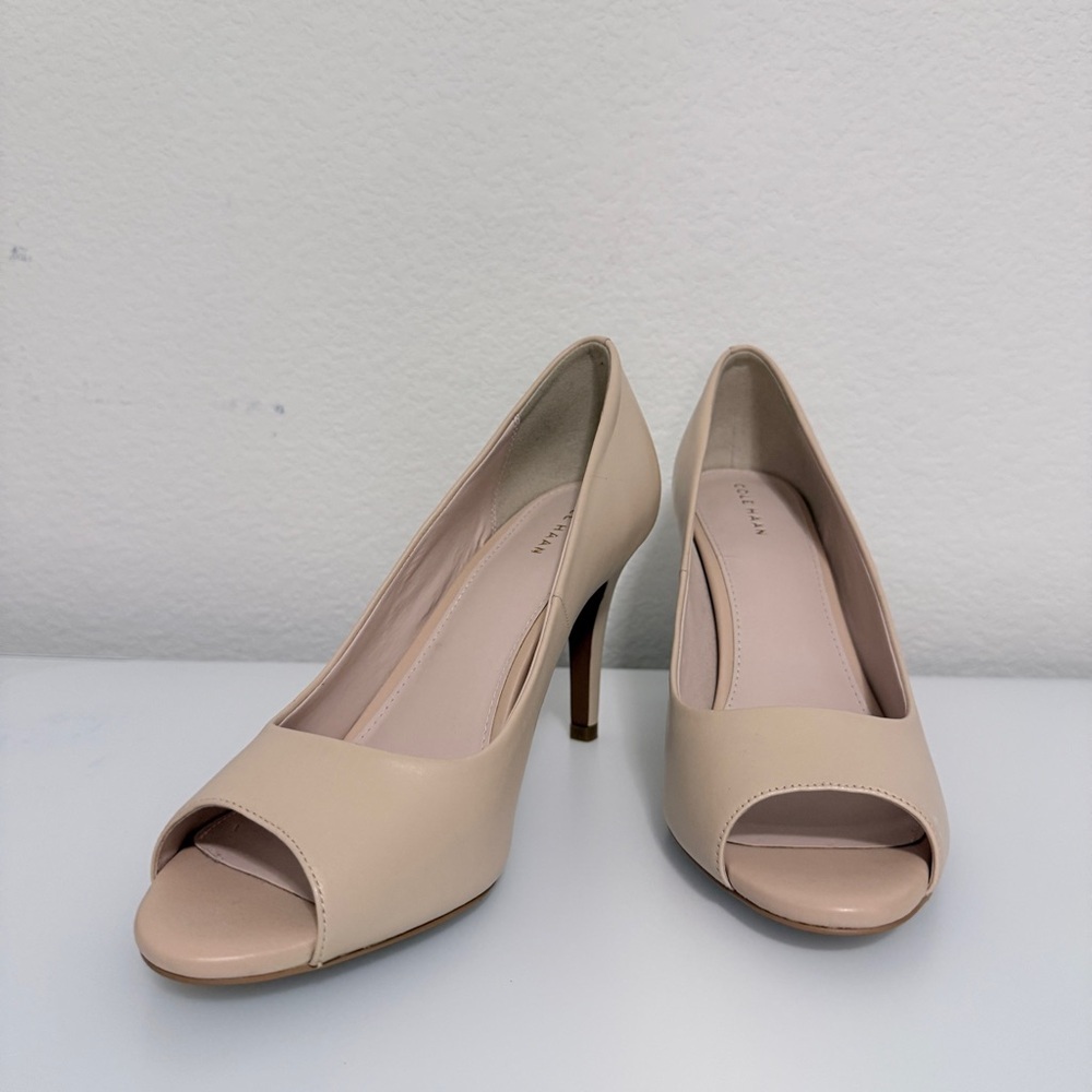 Cole Haan Harlow Cream Peep-Toe Heels Size 10